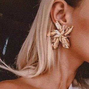 Anthropologie Gold Flower Earrings